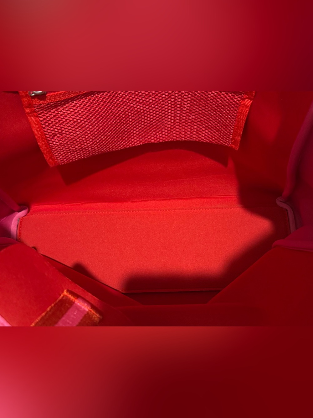 summersalt Pink Tote with Red Side Panels and Striped Handles - Picture 5 of 5